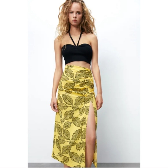 ZARA 2 PIECE LINEN CROPPED TOP AND RUCHED SKIRT - Picture 8 of 11